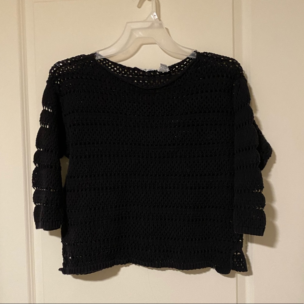 Black Knit Mesh Sweater